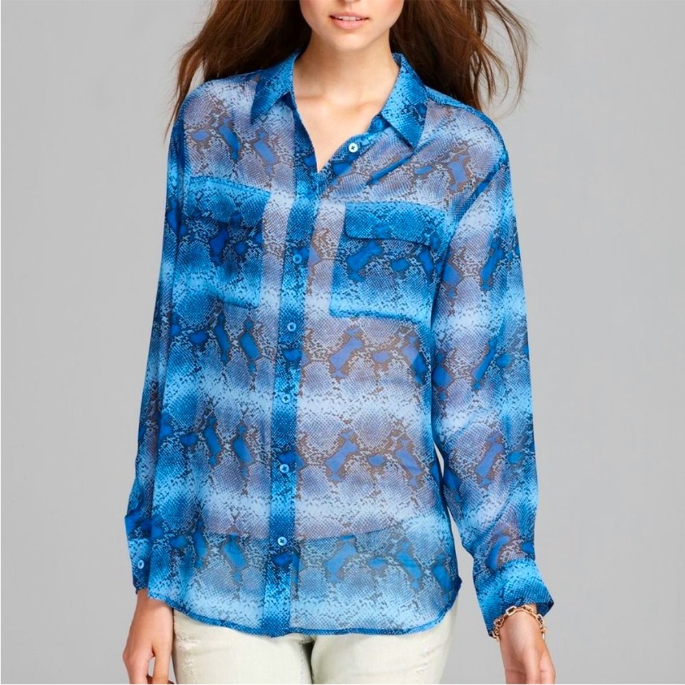 Equipment Signature Silk Top Parisian Blue Python